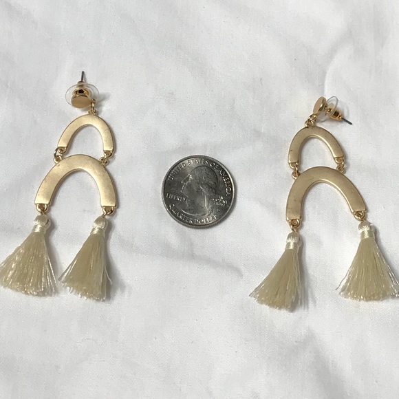 Brushed Gold Tassel Pierced Earrings - Picture 1 of 2